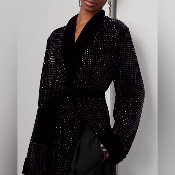 Ralph Lauren Collection Sullivan Embellished Velvet Robe-Coat - Picture 7 of 10